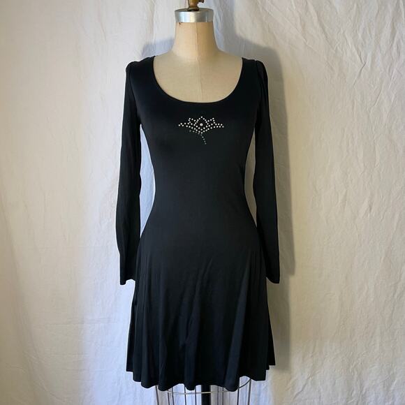 vintage Dresses & Skirts - Vintage 1970s Young Edwardian by Arpeja Black Knit Dress SM